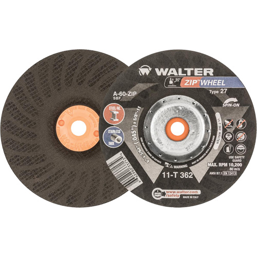 Meules &agrave; tronçonner renforc&eacute;es Zipcut vissables pour scies circulaires, 6" x 7/8", Arbre de 5/8"-11, Type 27, Oxyde d'aluminium, 10 200 Tr/min Air Extreme Inc.