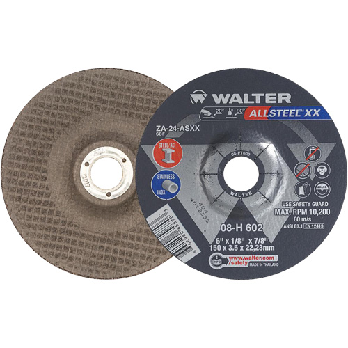 Depressed Centre Grinding Wheels - Allsteel XX, 6" x 1/8", 7/8" Arbor, Type 27, Zirconia Alumina, 10200 RPM Air Extreme Inc.