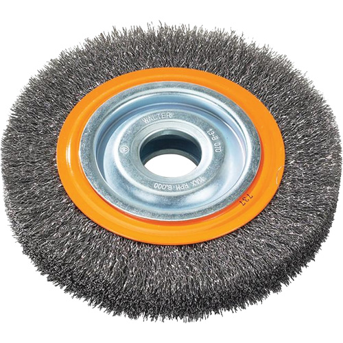 Crimped Wire Bench Wheel Brush, 6" Dia., 0.0118" Fill, 1/2" - 1/4" Arbor Air Extreme Inc.