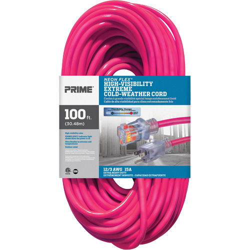 Cordon rallonge haute visibilit&eacute; Neon Flex, Ext&eacute;rieur, SJTW, AWG 12/3, 15 A, 100' Air Extreme Inc.