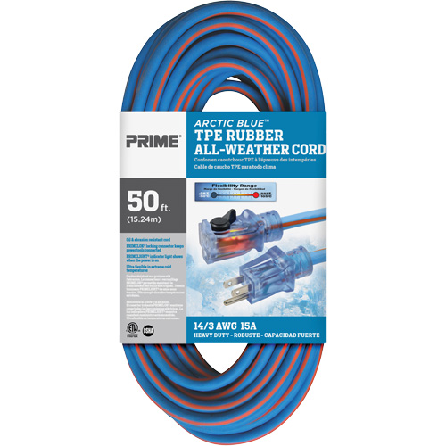 Arctic Blue Extension Cord, All-Weather, SJEOW, 14/3 AWG, 15 A, 50' Air Extreme Inc.