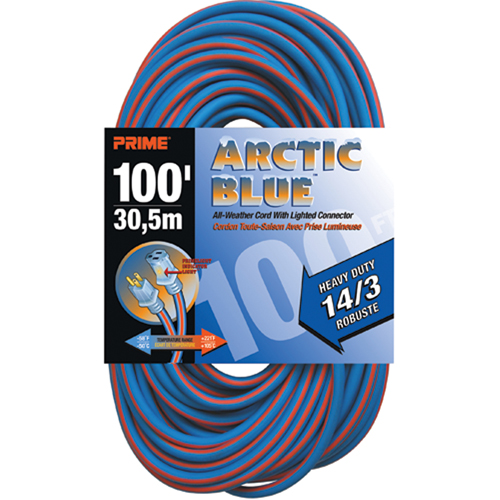 Cordon rallonge Arctic Blue, Toutes saisons, SJEOW, AWG 14/3, 13 A, 100' Air Extreme Inc.
