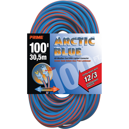 Cordon rallonge verrouillable toute saison en caoutchouc TPE Arctic Blue, Toutes saisons, SJEOW, AWG 12/3, 15 A, 100' Air Extreme Inc.