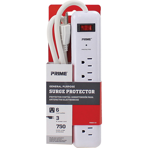 Surge Protector, 6 Outlets, 750 J, 1875, 3' Cord Air Extreme Inc.