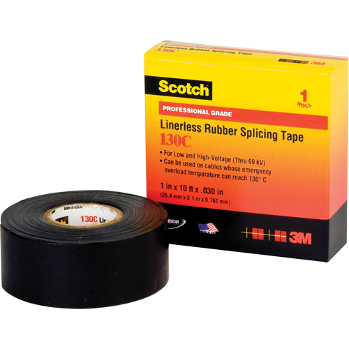 Rubans isolants en caoutchouc sans doublure Scotch 130C, 25,4 mm (1") x 9,14 m (30'), Noir Air Extreme Inc.