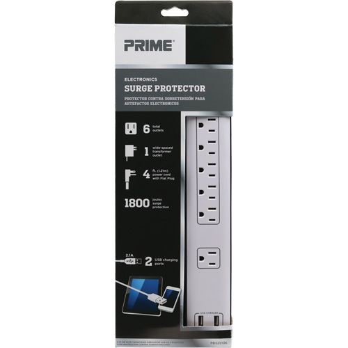 USB Charging Surge Protectors, 6 Outlets, 1800 J, 1875 W, 4' Cord Air Extreme Inc.