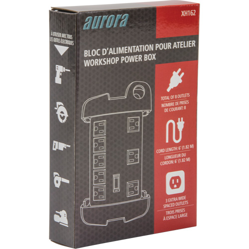 Workshop Surge Protector Power Strip, 8 Outlets, 1350 J, 1875 W, 6' Cord Air Extreme Inc.