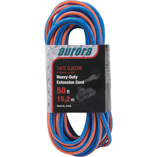 TPE-Rubber Extension Cord with Light Indicator, All-Weather, SJEOW, 14/3 AWG, 15 A, 3 Outlet(s), 50' Air Extreme Inc.