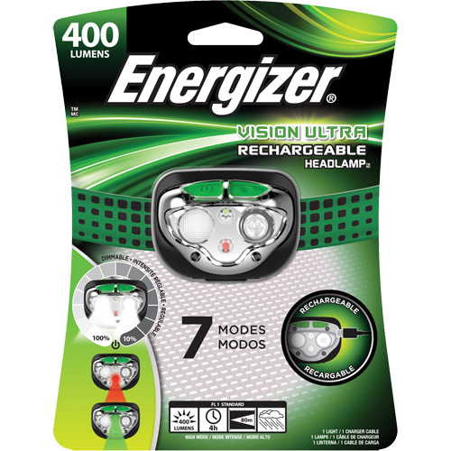 Vision Ultra Headlight, LED, 400 Lumens, 4 Hrs. Run Time, Rechargeable Batteries Air Extreme Inc.
