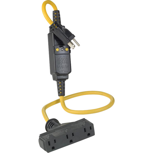 Triple-Tap Inline GCFI Extension Cord & Connector, 120 V, 15 Amps, 3' Cord Air Extreme Inc.
