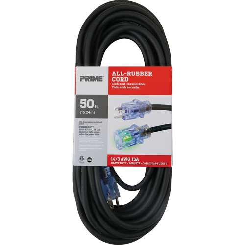 All-Rubber Extension Cord, Outdoor, SJOOW, 14/3 AWG, 15 A, 50' Air Extreme Inc.