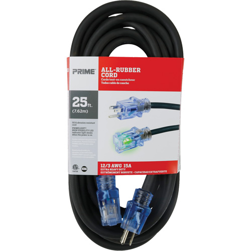 All-Rubber Extension Cord, Outdoor, SJOOW, 12/3 AWG, 15 A, 25' Air Extreme Inc.