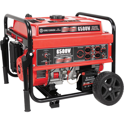 Electric Start Gas Generator with Wheel Kit, 6500 W Surge, 5000 W Rated, 120 V/240 V, 20 L Tank Air Extreme Inc.