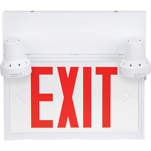 Enseigne de sortie avec &eacute;clairage de s&eacute;curit&eacute;, DEL, &agrave; piles/&agrave; raccordement fixe, 12-1/10" lo x 11" la, Anglais Air Extreme Inc.
