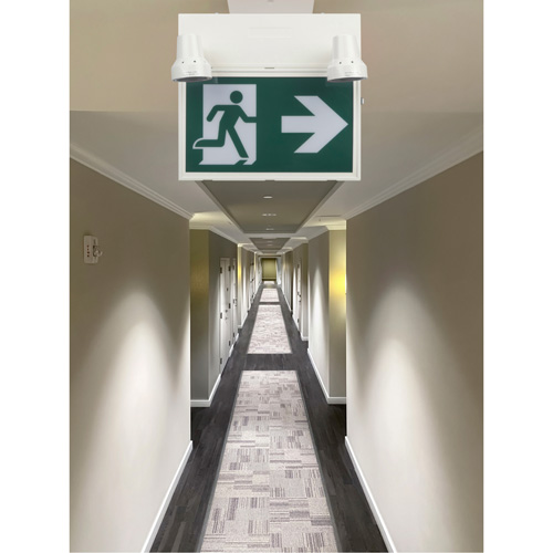 Running Man Sign with Security Lights, LED, Battery Operated/Hardwired, 12-1/10" L x 11" W, Pictogram Air Extreme Inc.