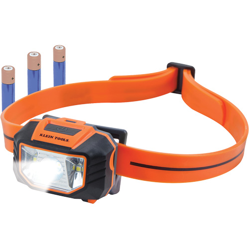 Lampe frontale avec bandeau en silicone pour casque de s&eacute;curit&eacute;, DEL, Piles AAA, Plastique Air Extreme Inc.