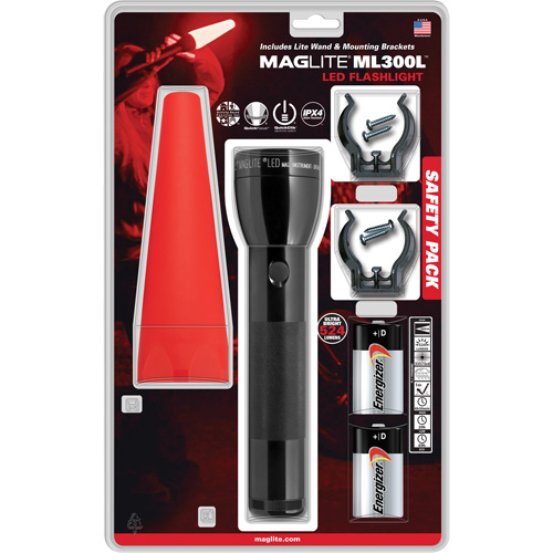 Safety Flashlight Pack, LED, 487 Lumens, D Batteries Air Extreme Inc.