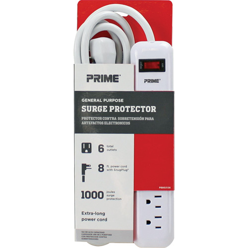 Surge Protector, 6 Outlets, 1000 J, 1875 W, 8' Cord Air Extreme Inc.