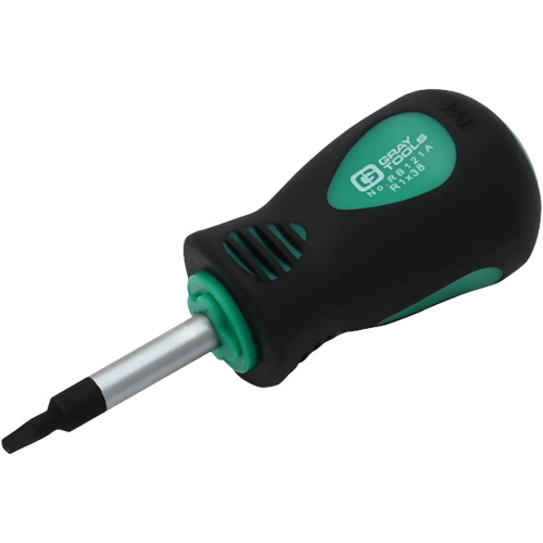 Stubby Square Recess Screwdriver, #1 Tip, Round, 3-1/4" L, Cushion Grip Handle Air Extreme Inc.