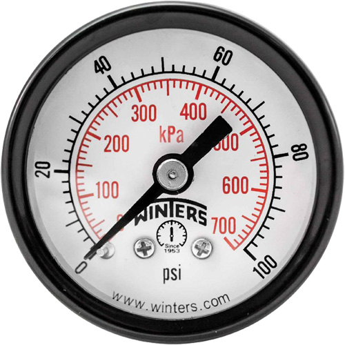 Economy Pressure Gauge, 1-1/2" , 0 - 100 psi, Back Mount, Analogue Air Extreme Inc.