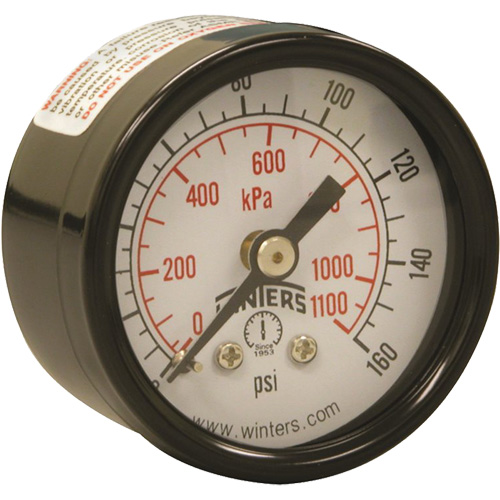 Economy Pressure Gauge, 1-1/2" , 0 - 160 psi, Back Mount, Analogue Air Extreme Inc.