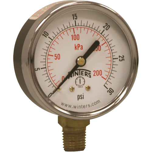 Economy Pressure Gauge, 2-1/2" , 0 - 30 psi, Bottom Mount, Analogue Air Extreme Inc.