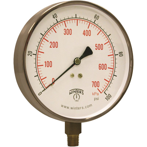 Contractor Pressure Gauge, 4-1/2" , 0 - 100 psi, Bottom Mount, Analogue Air Extreme Inc.