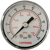Manom&egrave;tre,  1-1/2", 0 - 100 psi, Fixation arri&egrave;re, Analogique Air Extreme Inc.