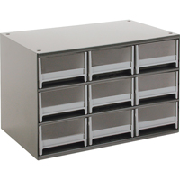Modular Parts Cabinets, Steel, 9 Drawers, 17" x 10-9/16" x 3-1/16", Grey Air Extreme Inc.