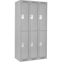 Clean Line Lockers, 2 -tier, Bank of 3, 36" x 18" x 72", Steel, Grey, Rivet (Assembled) Air Extreme Inc.