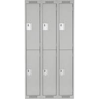 Clean Line Lockers, 2 -tier, Bank of 3, 36" x 18" x 72", Steel, Grey, Rivet (Assembled) Air Extreme Inc.