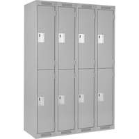Casiers Clean Line, 2 niveaux, Bloc de 4, 48" x 18" x 72", Acier, Gris, Rivet (assembl&eacute;) Air Extreme Inc.