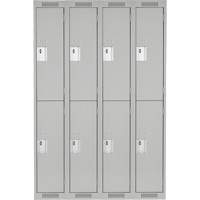 Casiers Clean Line, 2 niveaux, Bloc de 4, 48" x 18" x 72", Acier, Gris, Rivet (assembl&eacute;) Air Extreme Inc.