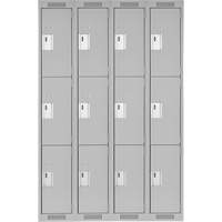 Clean Line Lockers, 3 -tier, Bank of 4, 48" x 18" x 72", Steel, Grey, Rivet (Assembled) Air Extreme Inc.