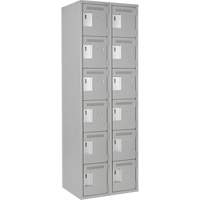 Clean Line Lockerettes, 6 -tier, Bank of 2, 24" x 18" x 72", Steel, Grey, Rivet (Assembled) Air Extreme Inc.