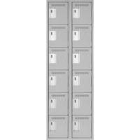 Clean Line Lockerettes, 6 -tier, Bank of 2, 24" x 18" x 72", Steel, Grey, Rivet (Assembled) Air Extreme Inc.