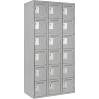 Clean Line Lockerettes, 6 -tier, Bank of 3, 36" x 18" x 72", Steel, Grey, Rivet (Assembled) Air Extreme Inc.