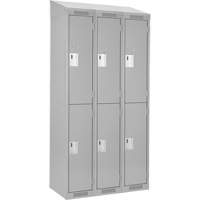 Clean Line Lockers, 2 -tier, Bank of 3, 36" x 18" x 78", Steel, Grey, Rivet (Assembled) Air Extreme Inc.