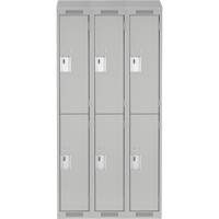 Clean Line Lockers, 2 -tier, Bank of 3, 36" x 18" x 78", Steel, Grey, Rivet (Assembled) Air Extreme Inc.