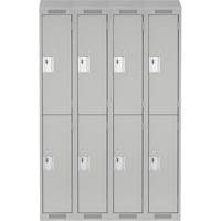 Clean Line Lockers, 2 -tier, Bank of 4, 48" x 18" x 78", Steel, Grey, Rivet (Assembled) Air Extreme Inc.