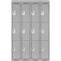 Clean Line Lockers, 3 -tier, Bank of 4, 48" x 18" x 78", Steel, Grey, Rivet (Assembled) Air Extreme Inc.