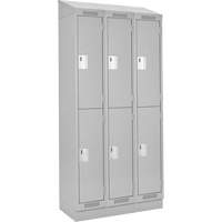 Clean Line Lockers, 2 -tier, Bank of 3, 36" x 18" x 82", Steel, Grey, Rivet (Assembled) Air Extreme Inc.