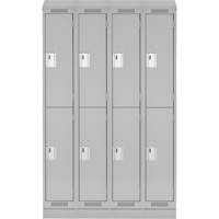 Clean Line Lockers, 2 -tier, Bank of 4, 48" x 18" x 82", Steel, Grey, Rivet (Assembled) Air Extreme Inc.