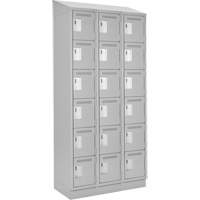 Clean Line Lockerette, 6 -tier, Bank of 3, 36" x 18" x 82", Steel, Grey, Rivet (Assembled) Air Extreme Inc.