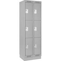 Clean Line Lockers, 3 -tier, Bank of 2, 24" x 18" x 76", Steel, Grey, Rivet (Assembled) Air Extreme Inc.