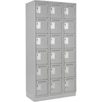 Clean Line Lockerette, 6 -tier, Bank of 3, 36" x 18" x 76", Steel, Grey, Rivet (Assembled) Air Extreme Inc.