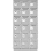 Clean Line Lockerette, 6 -tier, Bank of 3, 36" x 18" x 76", Steel, Grey, Rivet (Assembled) Air Extreme Inc.