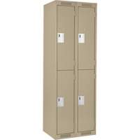 Clean Line Lockers, 2 -tier, Bank of 2, 24" x 18" x 72", Steel, Beige, Rivet (Assembled) Air Extreme Inc.