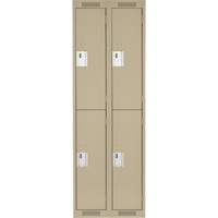 Clean Line Lockers, 2 -tier, Bank of 2, 24" x 18" x 72", Steel, Beige, Rivet (Assembled) Air Extreme Inc.