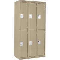 Clean Line Lockers, 2 -tier, Bank of 3, 36" x 18" x 72", Steel, Beige, Rivet (Assembled) Air Extreme Inc.
